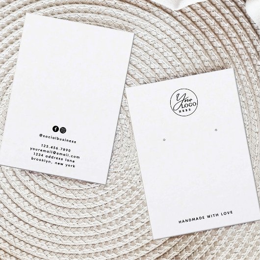 Minimal Zwart Wit Logo Sieraden Oorbellen Display Visitekaartje