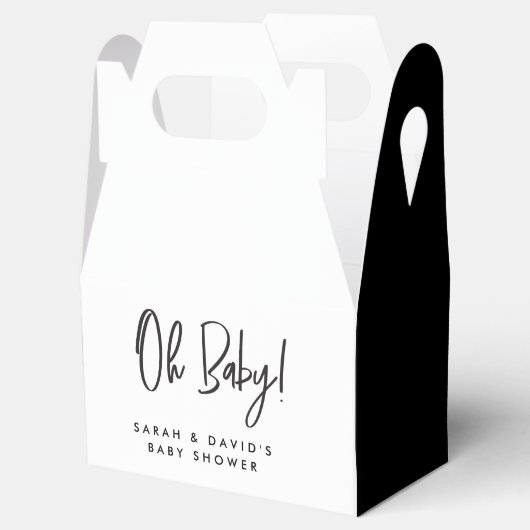 Minimal Zwart Wit Paar Baby shower Dank u Bedankdoosjes (Geopend)