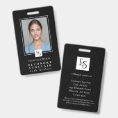 MinimalBlack White Script Lash Photo Logo Badge (Voor- en achterkant)