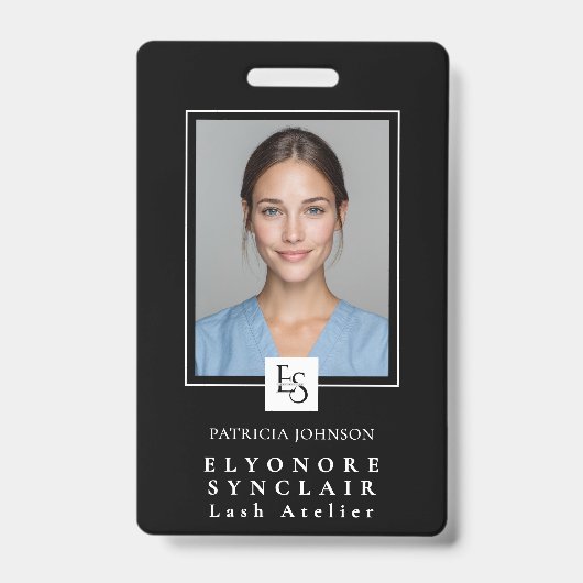 MinimalBlack White Script Lash Photo Logo Badge (Voorzijde)