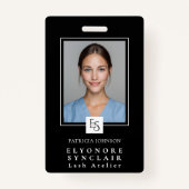 MinimalBlack White Script Lash Photo Logo Badge (Voorkant)