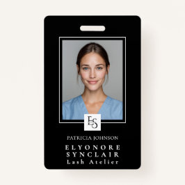 MinimalBlack White Script Lash Photo Logo Badge