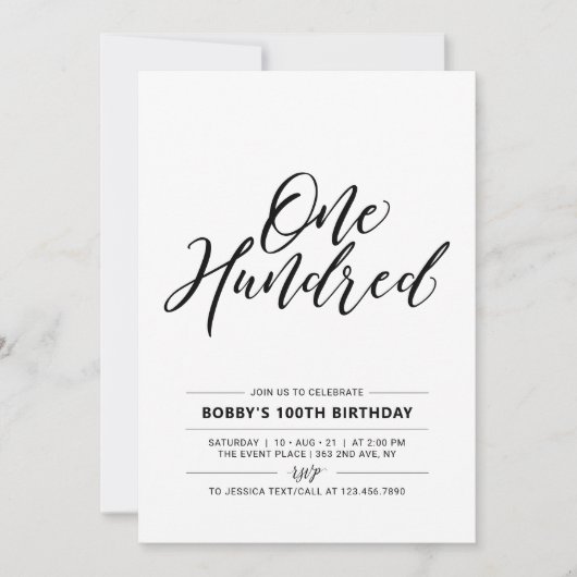 Minimale 100e verjaardag van de zwarte & witte hon kaart (Voorkant)