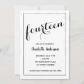 Minimale 14e verjaardag zwart-wit kaart (Voorkant)