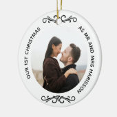 Minimale 1e kerst als meneer en mevrouw Foto Keramisch Ornament (Links)