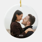 Minimale 1e kerst als meneer en mevrouw Foto Keramisch Ornament (Achterkant)