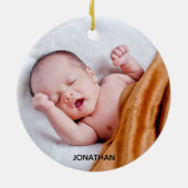 Minimale 1e kerst als papa mama Foto Keramisch Ornament (Achterkant)