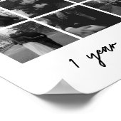 Minimale 1e trouwdag bruiloft 9 foto-collage poster (Hoek)