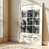 Minimale 1e trouwdag bruiloft 9 foto collage poster