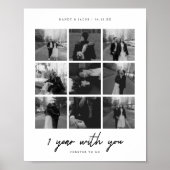 Minimale 1e trouwdag-herinnering 9-foto-collage poster (Voorkant)