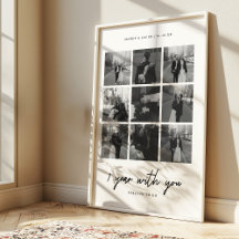 Minimale 1e trouwdag-herinnering 9-foto-collage