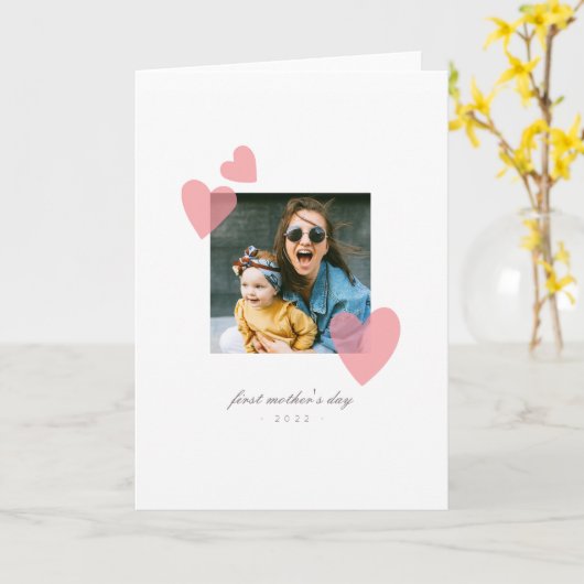Minimale 1ste Moederdag foto-cadeau met hart Kaart (Gele Bloem)