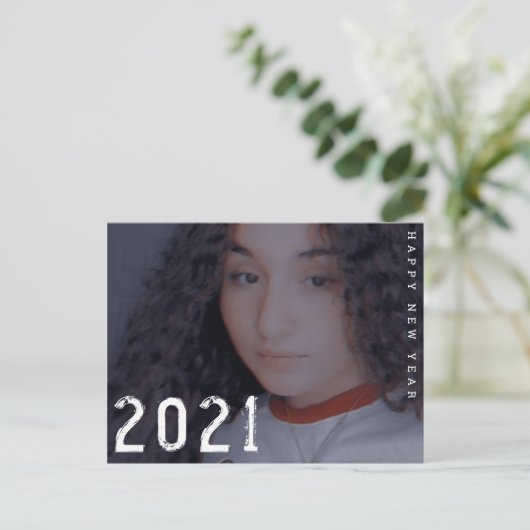 Minimale 2021 nieuwe jaren fotokaart briefkaart (Staand voorkant)