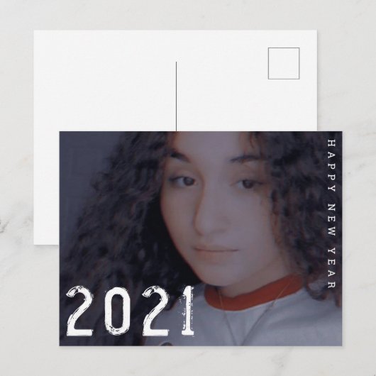 Minimale 2021 nieuwe jaren fotokaart briefkaart (Voorkant / Achterkant)