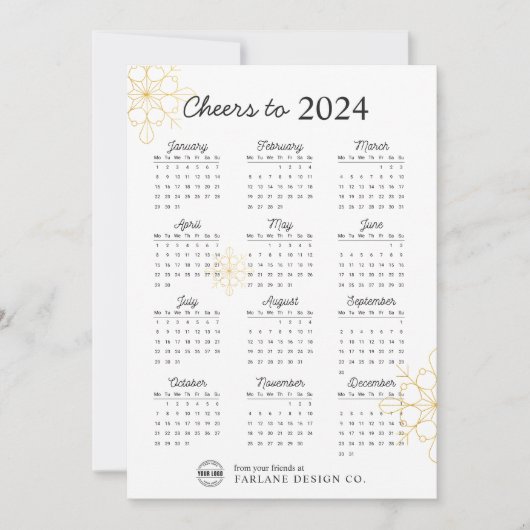 Minimale 2024 Agenda Zakelijk Logo Kerstkaart Kaart (Voorkant)