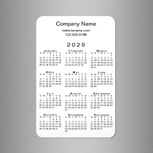 Minimale 2025 Kalender Bedrijfsnaam Info op Wit Magneet