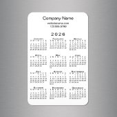 Minimale 2026 Kalender Bedrijfsnaam Info op Wit Magneet