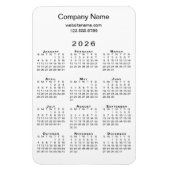 Minimale 2026 Kalender Bedrijfsnaam Info op Wit Magneet (Verticaal)