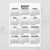 Minimale 2027 Agenda - Overzicht Hele Jaar Zwart W Programmakaart (Voorkant)