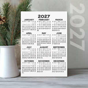 Minimale 2027 Agenda - Overzicht Hele Jaar Zwart W Programmakaart