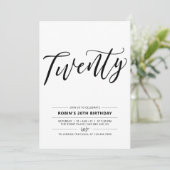 Minimale 20e verjaardag zwart-wit 20 kaart (Staand voorkant)