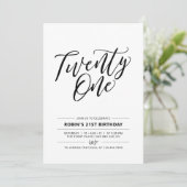 Minimale 21e verjaardag zwart-wit kaart (Staand voorkant)