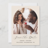 Minimale 2-Foto Boho Boog Beige Save The Date (Voorkant)