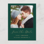 Minimale 2-foto Emerald Green Gold Save the Date Aankondigingskaart (Voorkant)