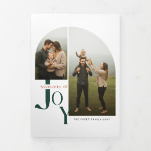 Minimale 2 Foto Groene Familie Kerstmis Drieluik Wenskaart