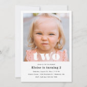 Minimale 2e verjaardag uitnodiging | 2e verjaardag (Voorkant)