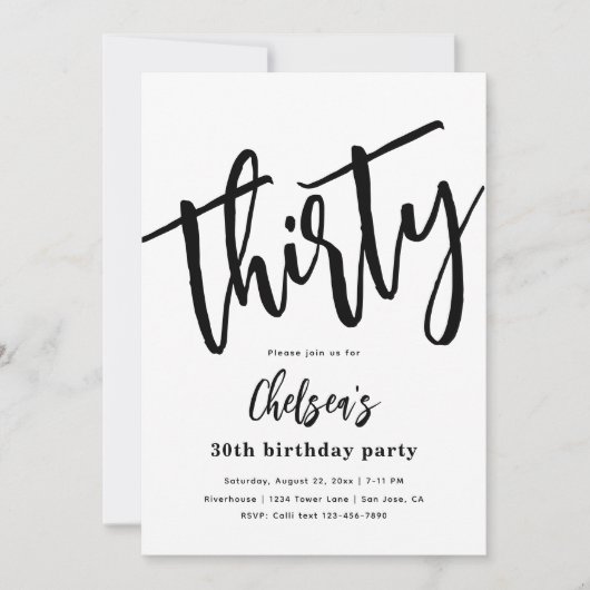 Minimale 30e verjaardag Uitnodigingen | 30e (Voorkant)
