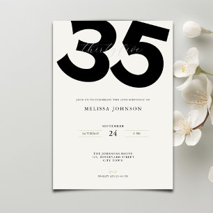 Minimale 35e verjaardagsuitnodiging: Elegante stij Kaart
