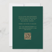 Minimale 3-foto Arch Emerald Green Gold QR-code Save The Date (Achterkant)