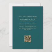 Minimale 3-foto boog Blauwgroen blauw goud QR-code Save The Date (Achterkant)