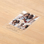 Minimale 3-foto collage bruiloft Save the Date Acryl Uitnodigingen (Laagn)