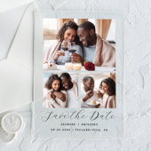 Minimale 3-foto collage bruiloft Save the Date Acryl Uitnodigingen