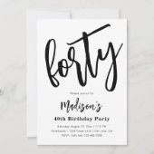 Minimale 40e verjaardag Uitnodigingen | 40e (Voorkant)