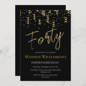 Minimale 40e verjaardag voor zwart en goud kaart (Voorkant / Achterkant)