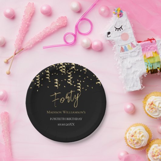 Minimale 40e verjaardag voor zwart en goud papieren bordje (Feest)