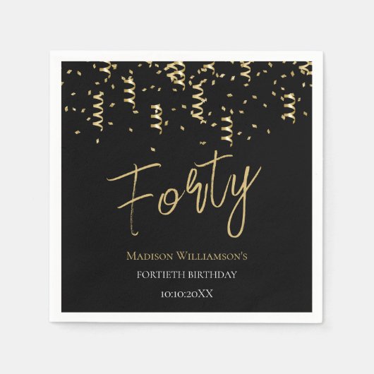 Minimale 40e verjaardag voor zwart en goud servet (Voorkant)