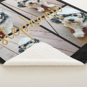 Minimale 4 Foto Collage - Zwart - Gouden Script Te Sherpa Deken (3/4)