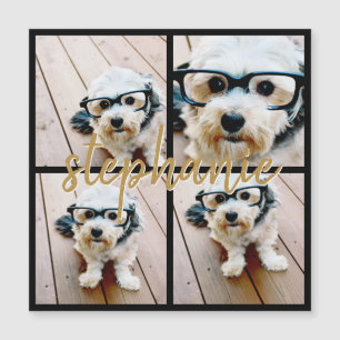 Minimale 4 foto-collage - Zwart - Gouden scripttek
