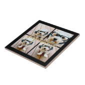 Minimale 4 foto-collage - Zwart - Gouden scripttek Tegeltje (Zijkant)