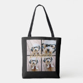 Minimale 4 foto-collage - Zwart - Gouden scripttek Tote Bag (Achterkant)