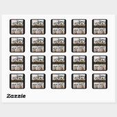 Minimale 4 foto-collage - Zwart - Gouden scripttek Vierkante Sticker (Vel)