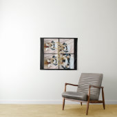 Minimale 4 foto-collage - Zwart - Gouden scripttek Wandkleed (In Situ (horizontaal))