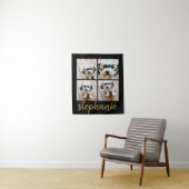 Minimale 4 foto-collage - Zwart - Gouden scripttek Wandkleed (In situ)