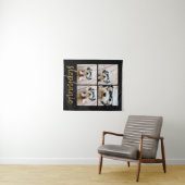 Minimale 4 foto-collage - Zwart - Gouden scripttek Wandkleed (In Situ (horizontaal))