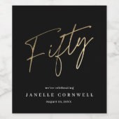 Minimale 50e verjaardag van het Manuscript Zwart G Wijn Etiket (Enkel label)