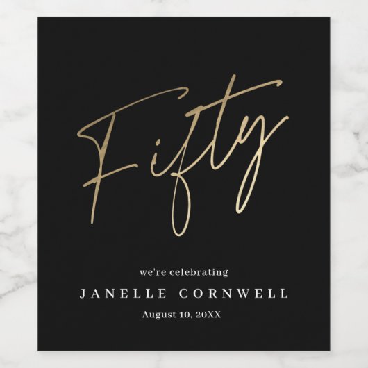 Minimale 50e verjaardag van het Manuscript Zwart G Wijn Etiket (Enkel label)